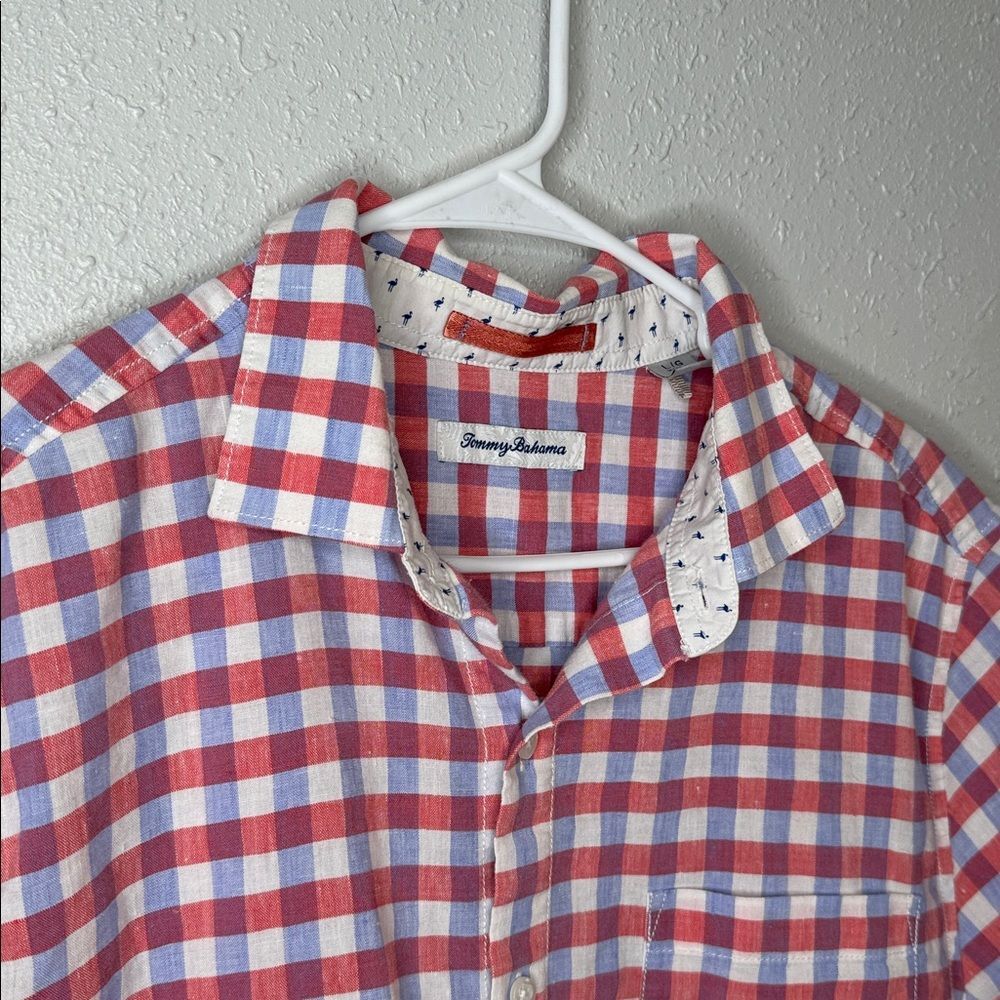 Tommy Bahama Men's Linen Blend Checkered Button Front Shirt Size Large - Picture 3 of 7